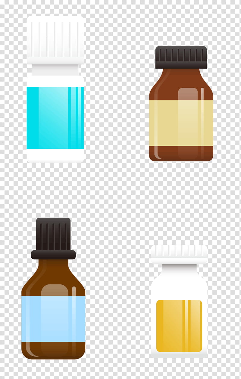 Glass Bottle Bottle, Packaging And Labeling, Flat Design, Liquid, Drug, Caramel Color transparent background PNG clipart