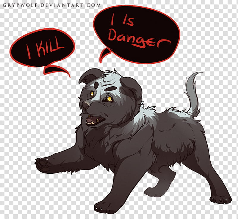 I is danger, black dog illustration with text overlay transparent background PNG clipart