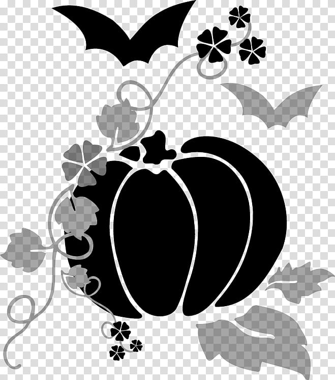 Halloween, black pumpkin and bat illustration transparent background PNG clipart