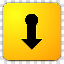 Icon , install, black and yellow down arrow transparent background PNG clipart