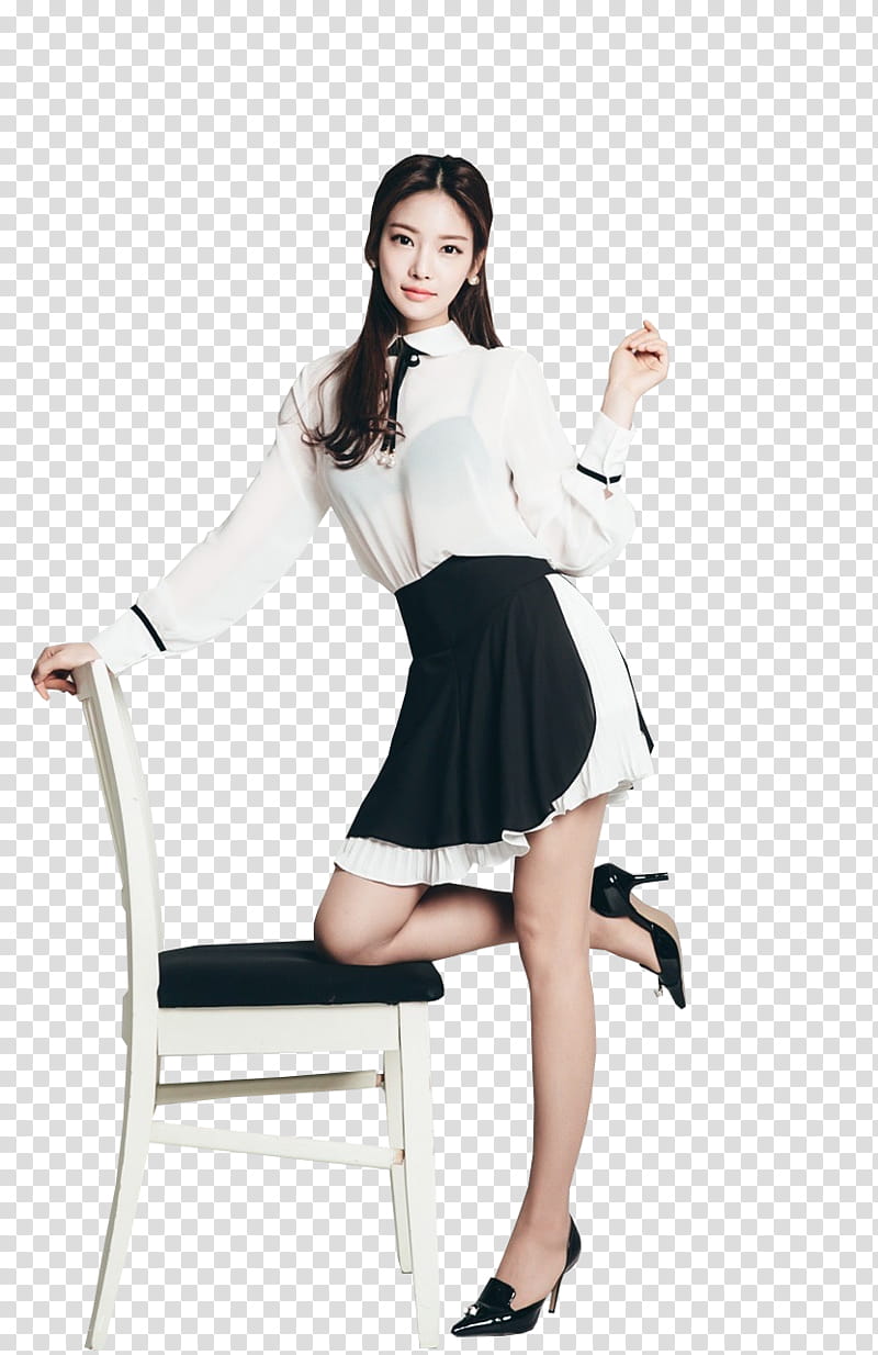 PARK JUNG YOON, women knee on chair transparent background PNG clipart