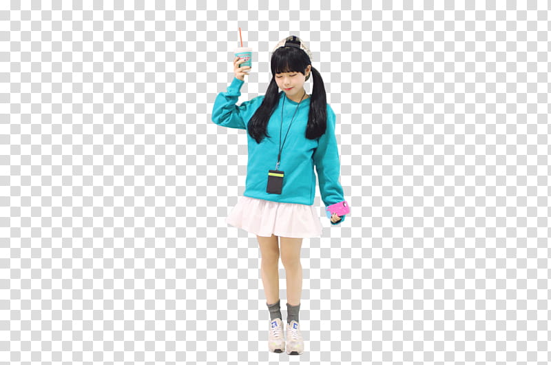 RENDER Hong Young Gi, woman wearing teal jacket with white skirt transparent background PNG clipart