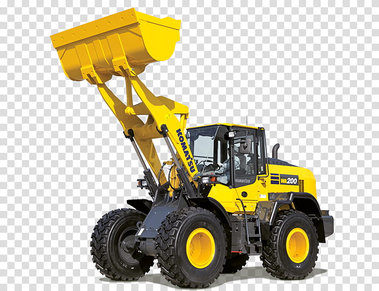 Komatsu Limited Yellow, Loader, Heavy Machinery, Backhoe, Excavator, Backhoe Loader, Construction, Bulldozer transparent background PNG clipart
