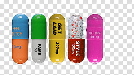 , five assorted medication pills transparent background PNG clipart