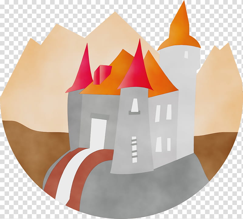 castle logo, Building, House, Watercolor, Paint, Wet Ink transparent background PNG clipart