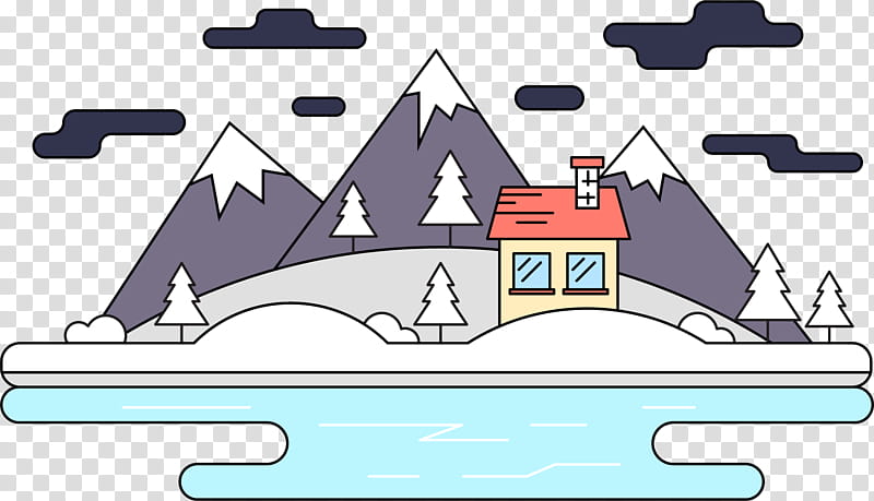 Mountain, Cartoon, Drawing, Snow, Animation, Water Transportation, Line, Tower transparent background PNG clipart