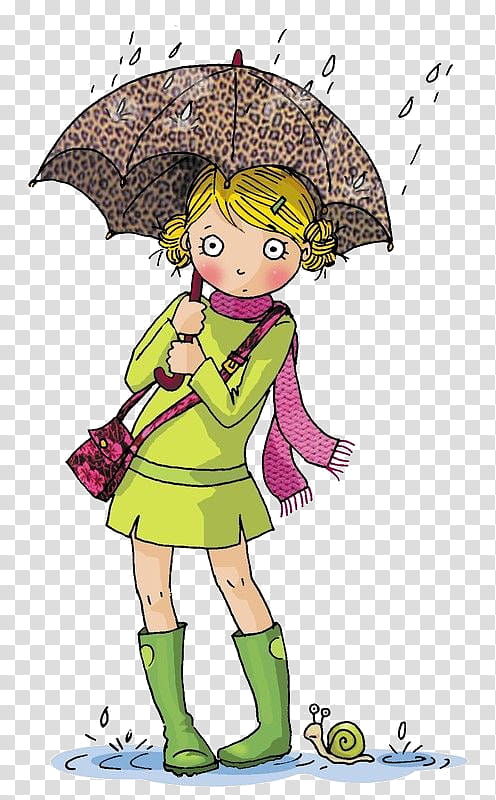 Girl, Drawing, Rain, Artist, Cartoon, Umbrella, Holly Hobbie transparent background PNG clipart