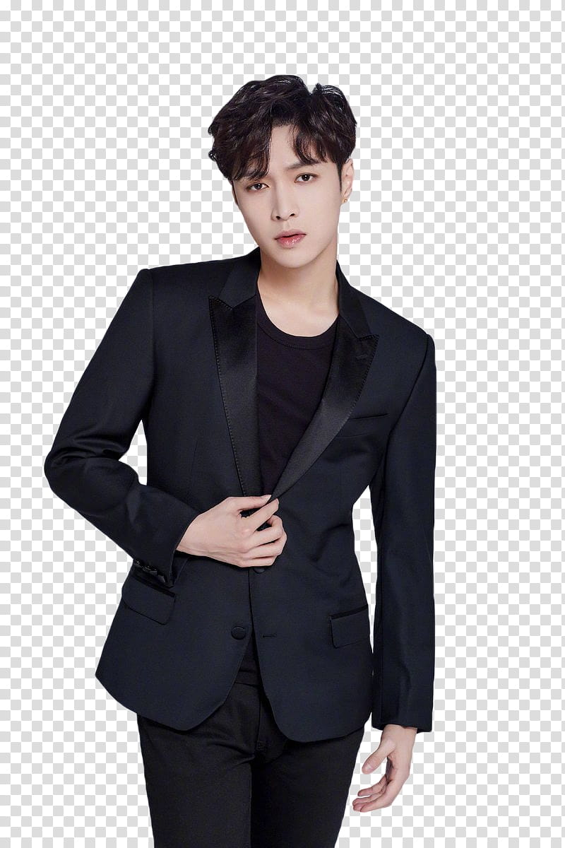 LAY EXO, man in black suit jacket transparent background PNG clipart