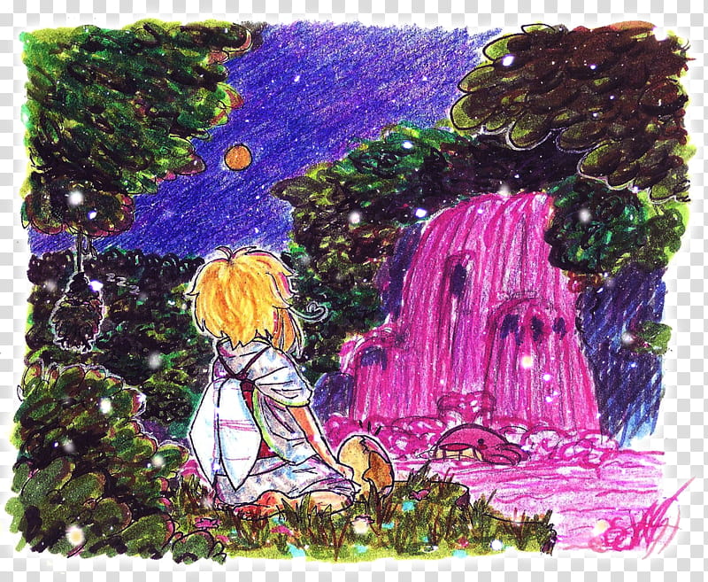 PE, La cascada rosa y el bosque magico transparent background PNG clipart