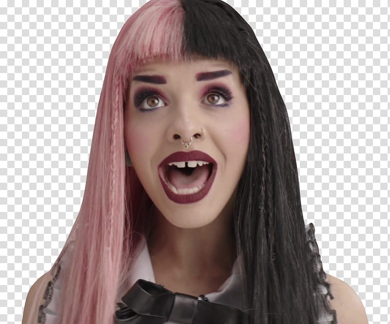 Melanie Martinez, woman wearing silver-colored nose ring opening her mouth transparent background PNG clipart