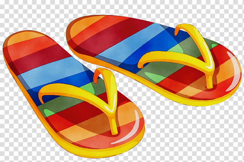 Flip-flops Transparency Sandal Slipper, Watercolor, Paint, Wet Ink, Flipflops, Footwear, Orange, Yellow transparent background PNG clipart