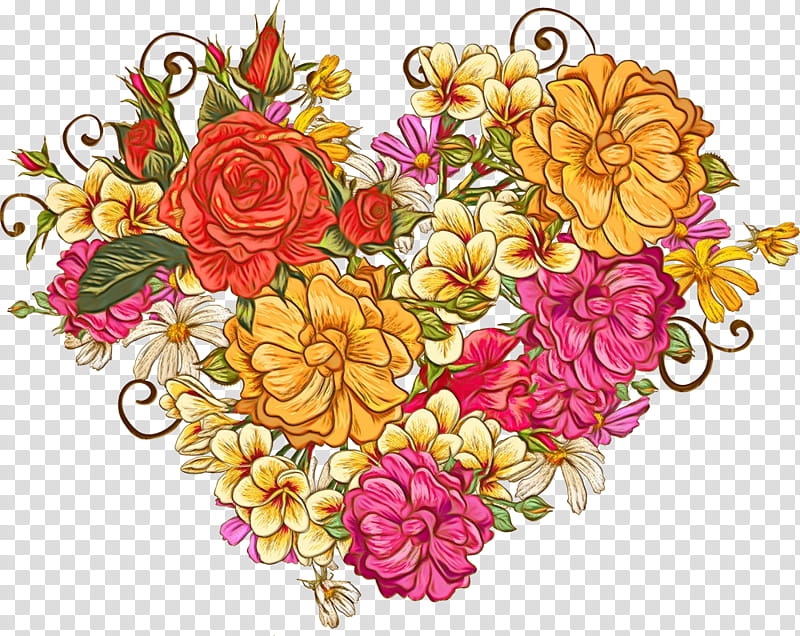 Floral design, Flower Bouquet, Flower Bunch, Watercolor, Paint, Wet Ink, Cut Flowers, Rose transparent background PNG clipart