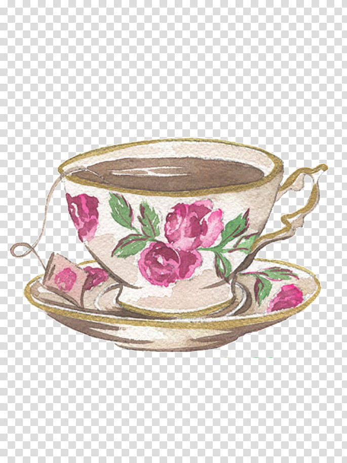 s, flower graphic teacup with saucer transparent background PNG clipart
