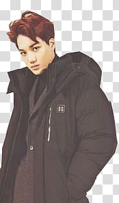 EXO PART TWO  S, man wearing black coat transparent background PNG clipart