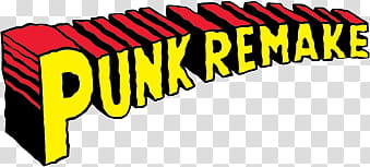 some PUNK thing, yellow and red Punk Remake text transparent background PNG clipart
