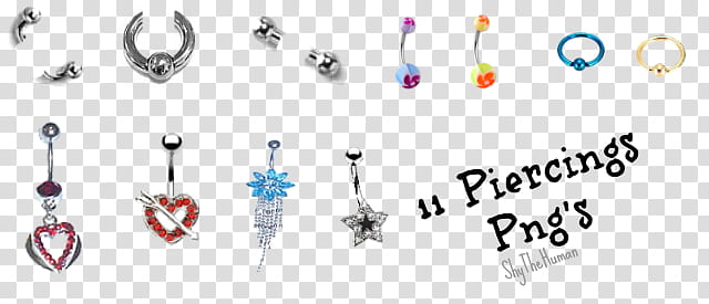 Piercings s, assorted color and shape piercings collage transparent background PNG clipart