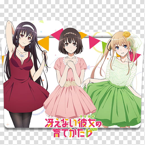 Anime Icon , Saenai Heroine no Sodatekata ♭ v, three female anime folder icon transparent background PNG clipart