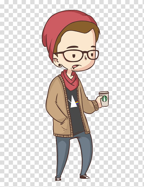 Hipster Boy, woman holding coffee cup illustration transparent background PNG clipart