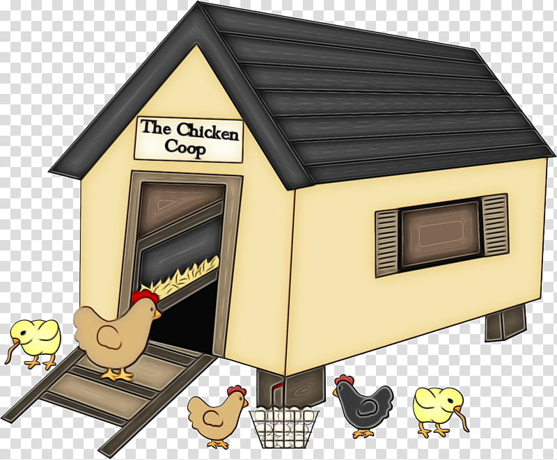 chicken coop roof kennel doghouse house, Watercolor, Paint, Wet Ink, Shed, Building, Home, Play transparent background PNG clipart