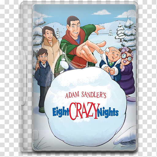 Movie Icon , Eight Crazy Nights, Adam Sandler's Eight Crazy Nights DVD cover screenshot transparent background PNG clipart