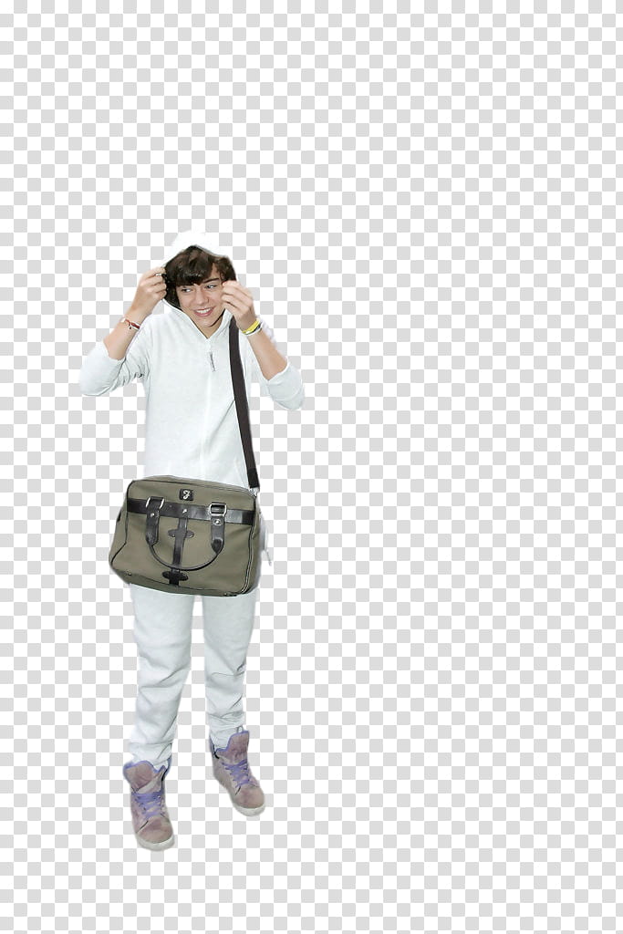 Harry Styles, man carrying gray crossbody bag transparent background PNG clipart