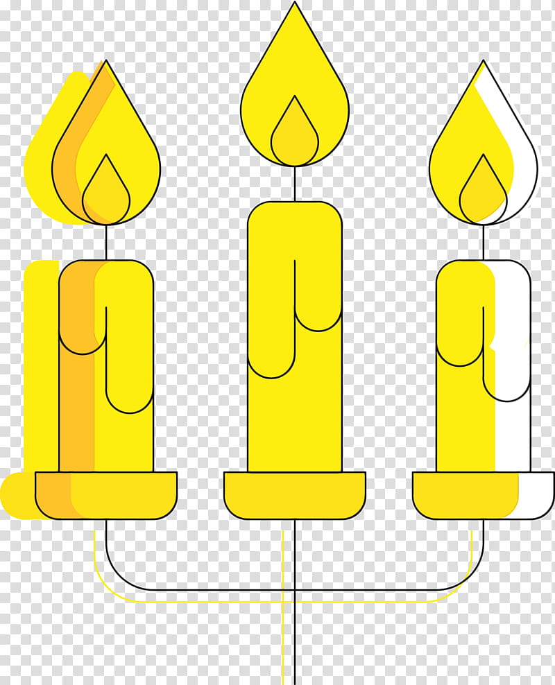 yellow line sign cylinder line art, Christmas Candle, Watercolor, Paint, Wet Ink, Signage transparent background PNG clipart