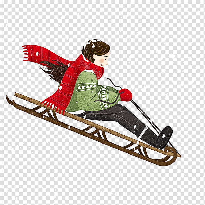 skier winter sport sled ski recreation, Watercolor, Paint, Wet Ink, Toboggan, Vehicle, Sledding, Snowboard transparent background PNG clipart