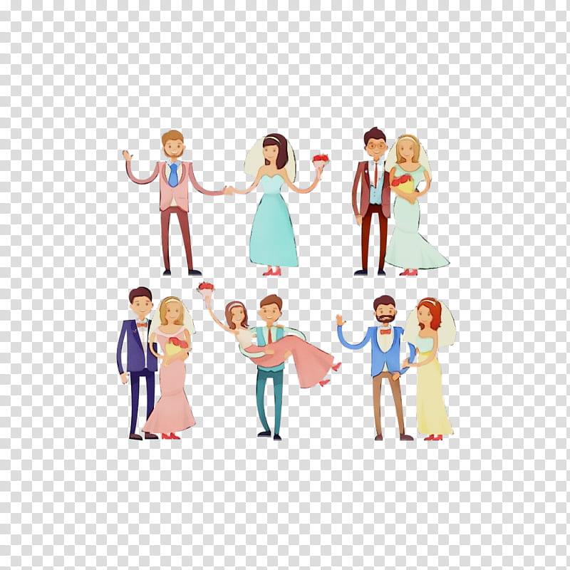 cartoon animation gesture figurine, Wedding, Just Married, Watercolor, Paint, Wet Ink, Cartoon transparent background PNG clipart