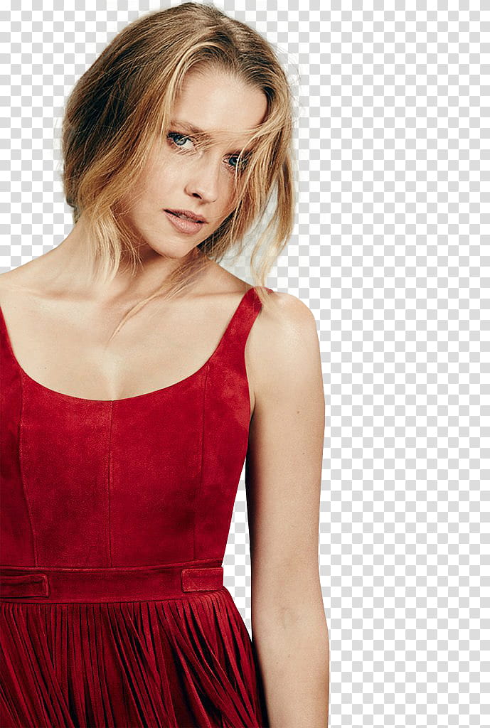 Teresa Palmer, woman in red scoop-neck sleeveless dress transparent background PNG clipart