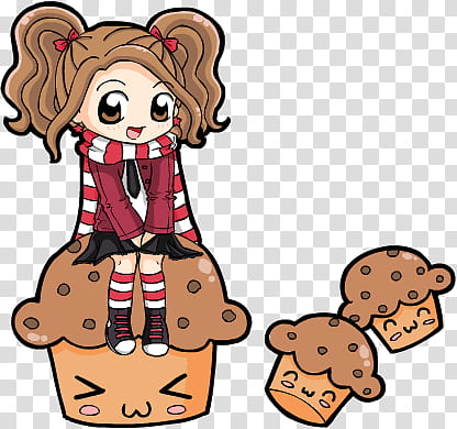 Muffins, girl sitting on cupcake illustration transparent background PNG clipart