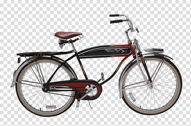Vintage Bike, red and black bicycle transparent background PNG clipart