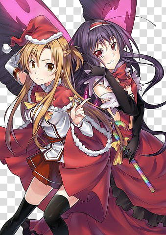 Asuna and Kuroyukihime render transparent background PNG clipart