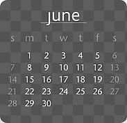 Calendar, black june calendar transparent background PNG clipart