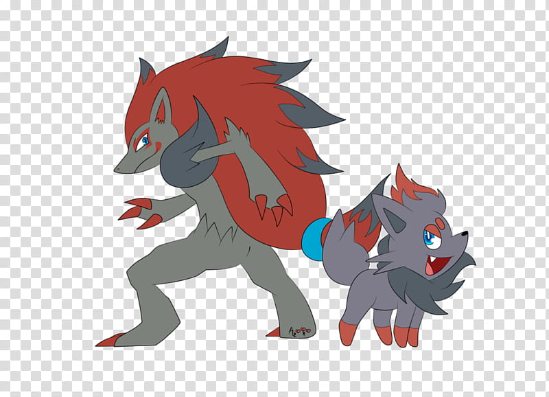 Gift, Zorua and Zoroark, gray cartoon characters transparent background PNG clipart