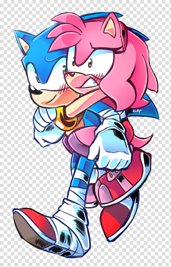 Hold On, Sonic the hedgehog with with Amy Rose riding his back illustration transparent background PNG clipart