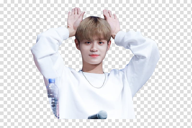 DAEHWI WANNA ONE , male South Korean wearing white sweatshirt transparent background PNG clipart