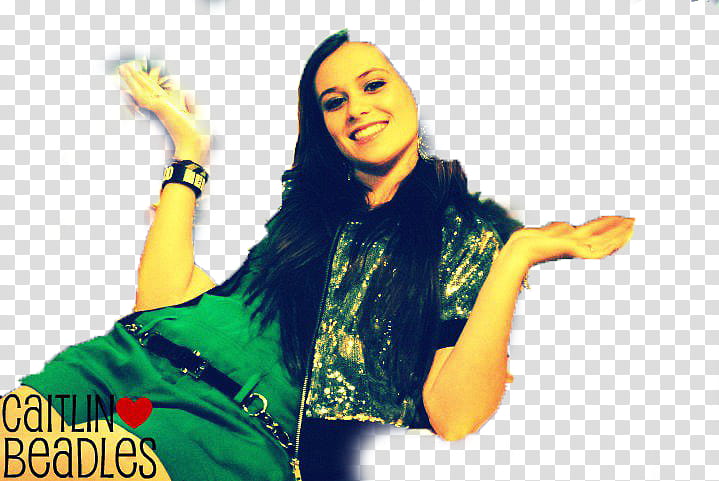 smiling Caitlin Beadles wearing green romper transparent background PNG clipart