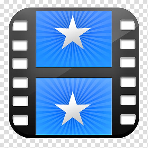 OS X dock icons, iVI, blue, white, and black stars film illustration transparent background PNG clipart