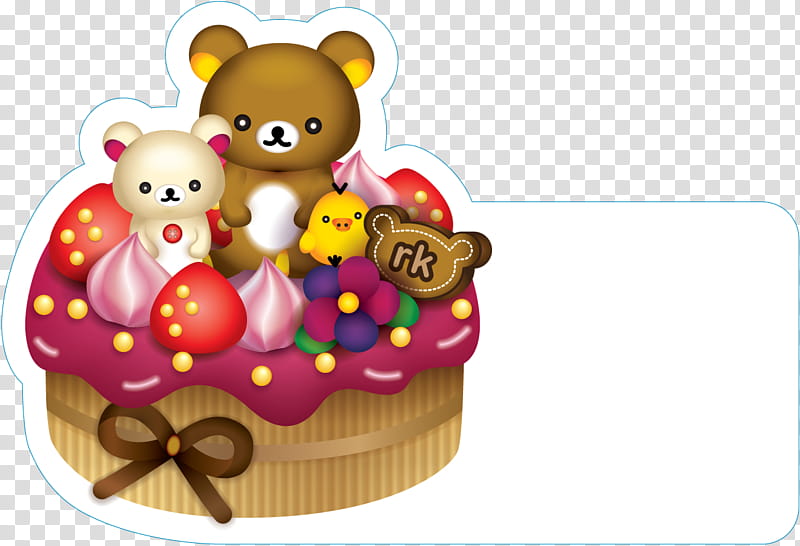 rilakkuma cupcake stickers, brown bear transparent background PNG clipart