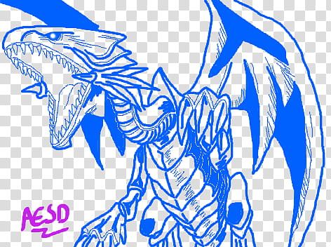 Blue Eyes White Dragon Colour Line Art, blue dragon illustration transparent background PNG clipart