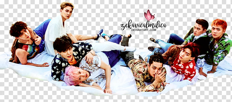 EXO The War, group of people lying on white textile transparent background PNG clipart