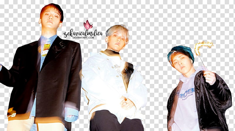 EXO CBX Blooming Days, three EXO members transparent background PNG clipart