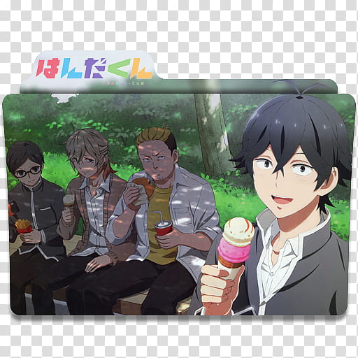 Anime Icon , Handa-kun v, four male anime characters folder icon transparent background PNG clipart