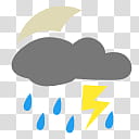 plain weather icons, , grey and blue clouds with rain and lightning art transparent background PNG clipart