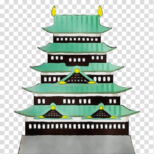 Christmas Tree Emoji, Nagoya Castle, Japanese Castle, Hommaru Palace, Gifu Castle, Emoticon, Pagoda, Tower transparent background PNG clipart