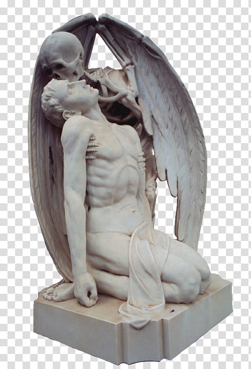 RNDOM, man and angel skeleton statue transparent background PNG clipart