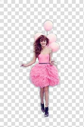 Bella Thorne , woman holding pink balloons transparent background PNG clipart