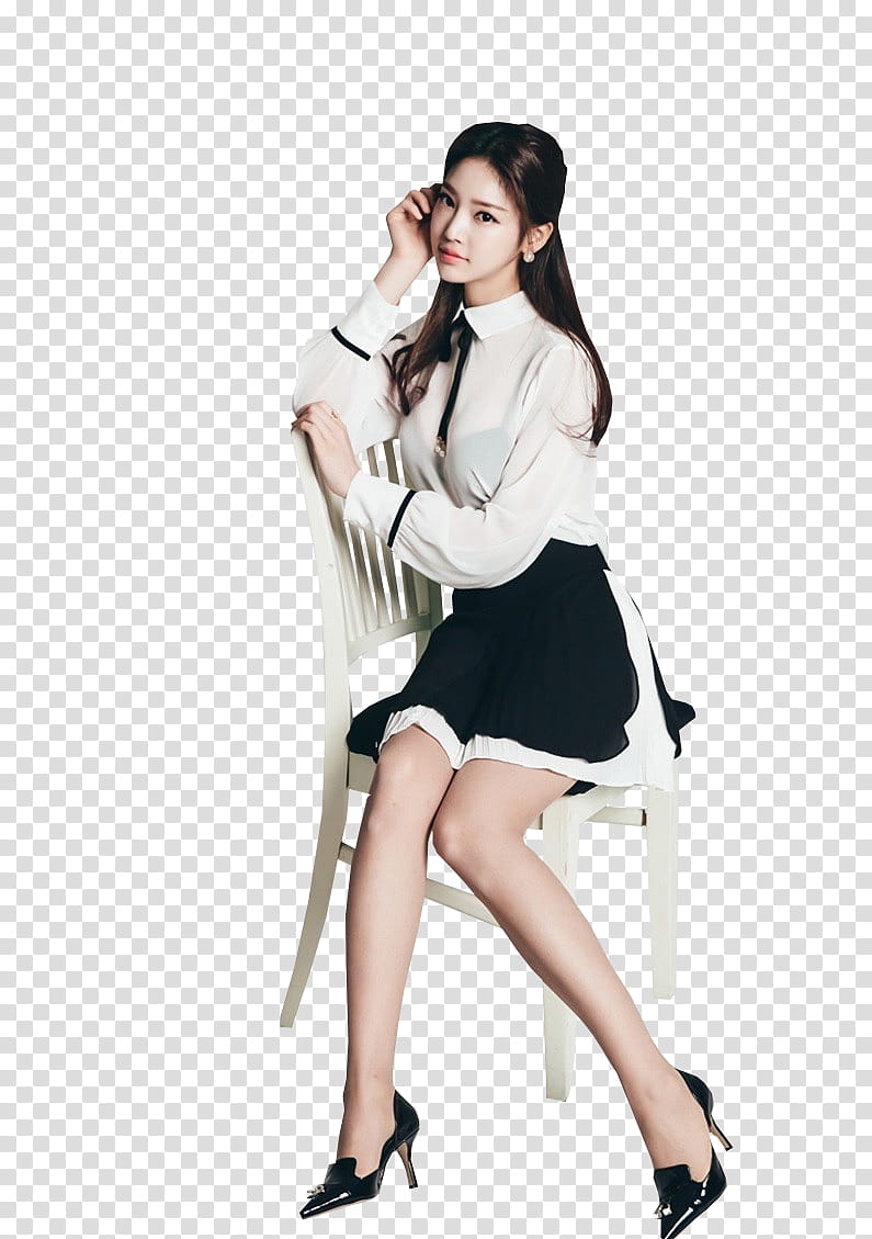 PARK JUNG YOON, woman sitting on white chair transparent background PNG clipart