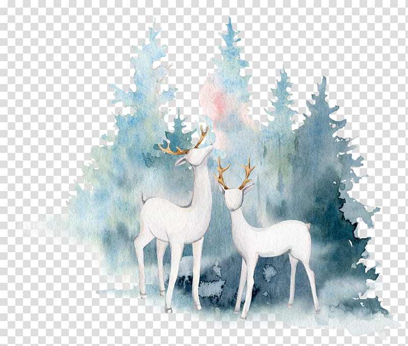 Christmas And New Year, Watercolor Painting, Christmas Day, , Drawing, Art, Royaltyfree, Deer transparent background PNG clipart