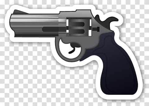EMOJI STICKER , black revolver pistol transparent background PNG clipart